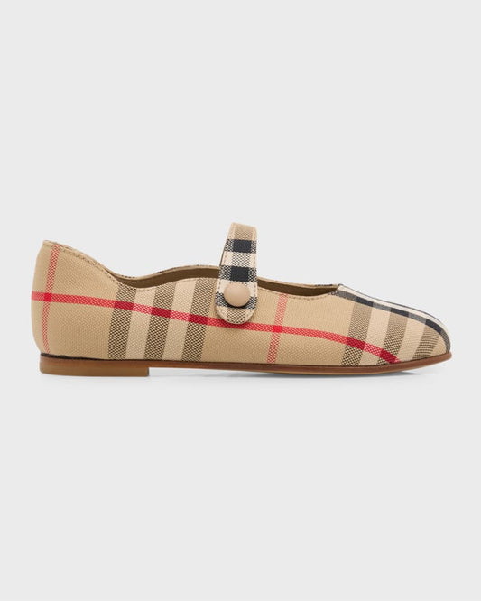 Burberry kids
Girl's Seth Check Ballerina Flats size 11
