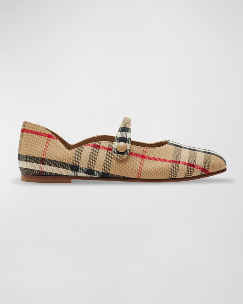Burberry kids
Girl's Seth Check Ballerina Flats size 11