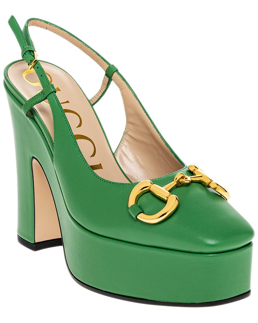 Gucci Horsebit Leather Pump Green ~ Size 10.5