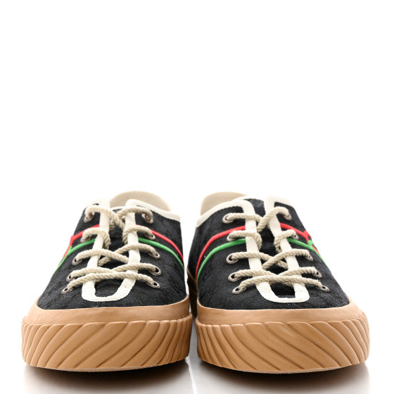 GUCCI 
Monogram Interlocking G Mens Tortuga Low Top Sneakers 9.5 Black Mystic White ~ Size 10.5