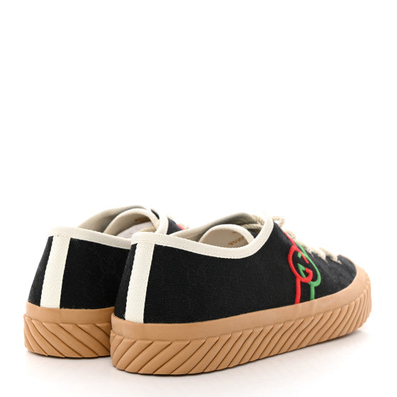 GUCCI 
Monogram Interlocking G Mens Tortuga Low Top Sneakers 9.5 Black Mystic White ~ Size 10.5