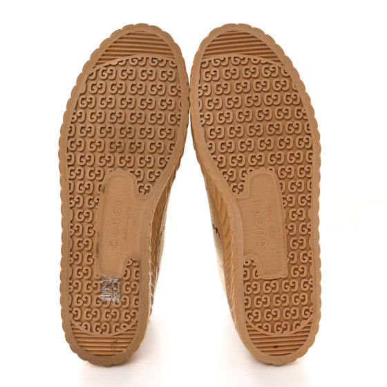 GUCCI 
Monogram Jumbo GG New Lace Papin Mens Tortuga High Top Sneakers Camel Ebony ~ size 6.5