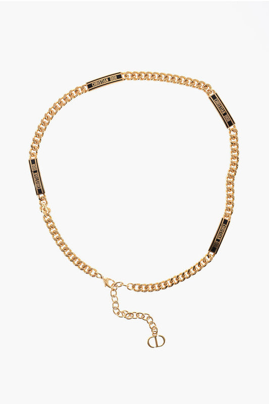 DIOR
GOLDEN-EFFECT CHAIN BELT WITH LOGO-TAGS 15MM ~ size S/M