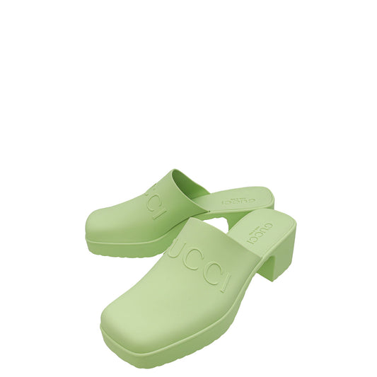Gucci Pastel Green Logo Rubber Slip-On Sandal ~ size 38
