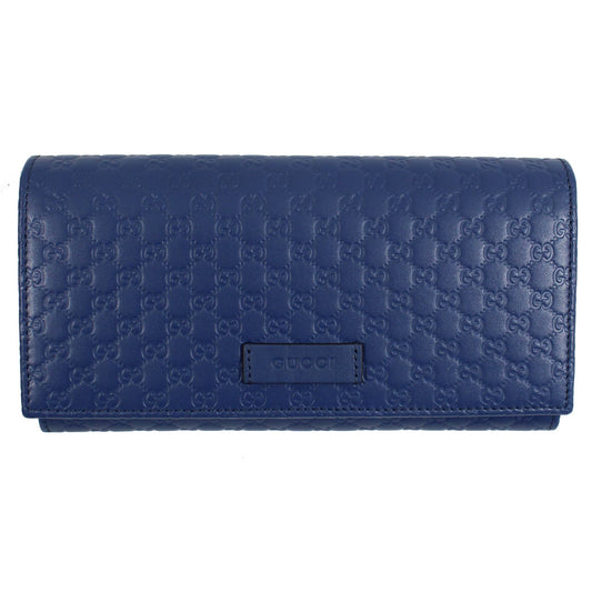 Gucci Large Leather Wallet Blue GG large