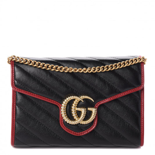 Gucci GG Marmont Leather Chain Shoulder Bag Wallet on chain
