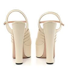 GUCCI 
Malaga Kid Keyla Platform 60/155mm Slingback Sandals 40 Mystic White