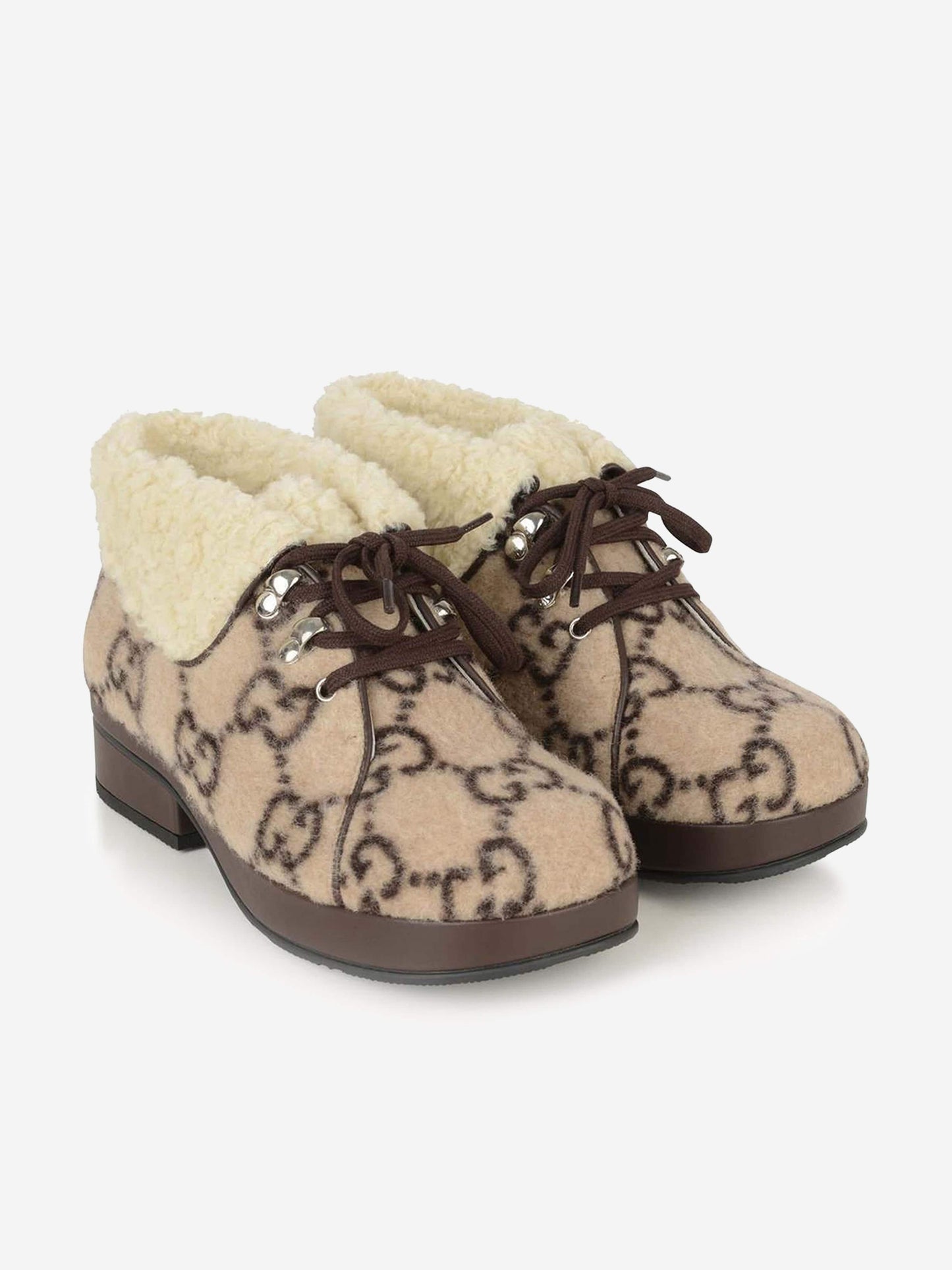 Gucci kids Beige GG Wool Boots  EU 32 us 1