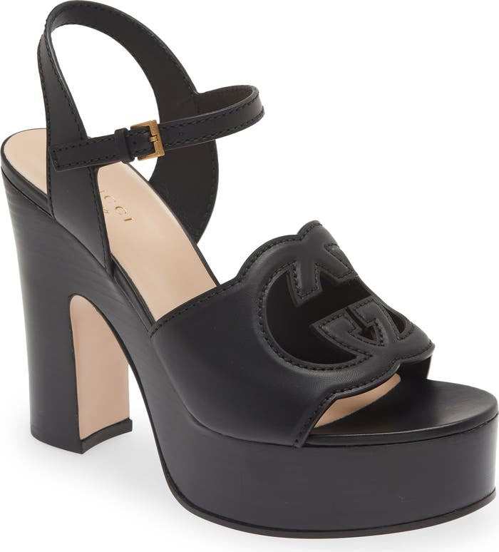 Interlocking G Cutout Platform Sandal (Women) ~ size 9