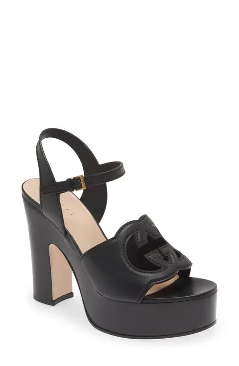 Interlocking G Cutout Platform Sandal (Women) ~ size 9