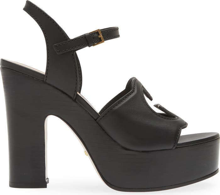 Interlocking G Cutout Platform Sandal (Women) ~ size 9