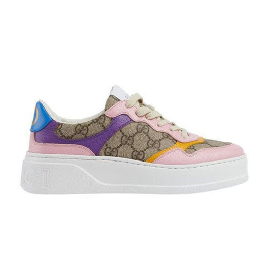 GUCCI 
Calfskin GG Supreme Monogram Perforated Womens Platform 55mm Sneakers ~ Size 11