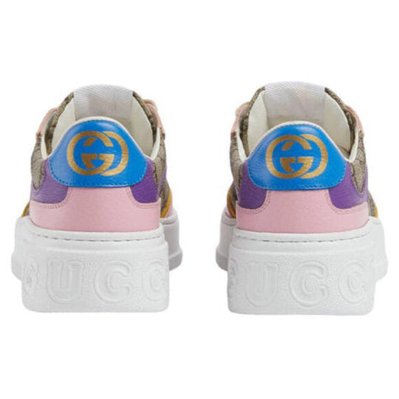 GUCCI 
Calfskin GG Supreme Monogram Perforated Womens Platform 55mm Sneakers ~ Size 11