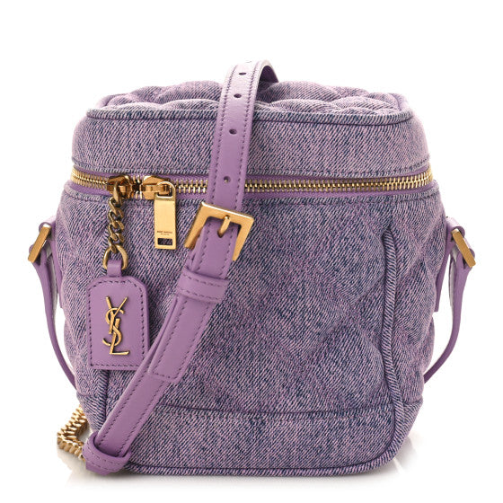 SAINT LAURENT 
Denim Quilted 80's Vanity Bag Bleached Lilac