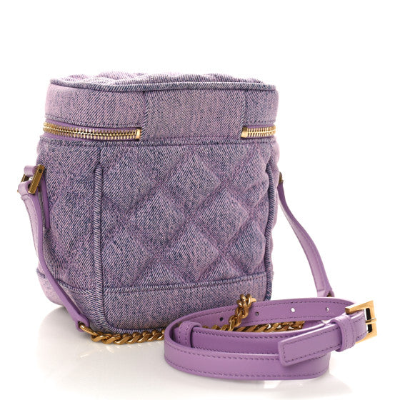 SAINT LAURENT 
Denim Quilted 80's Vanity Bag Bleached Lilac
